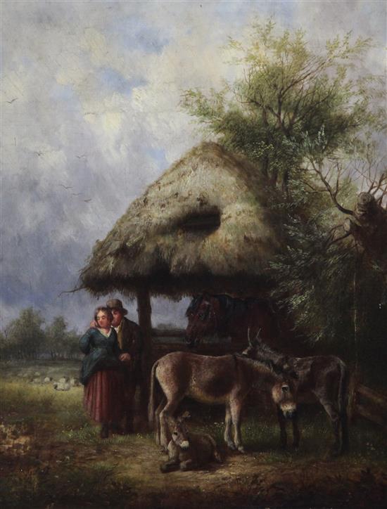 Oil attributed to William Shayer (1787-1879) Figures & donkeys landscape(-)